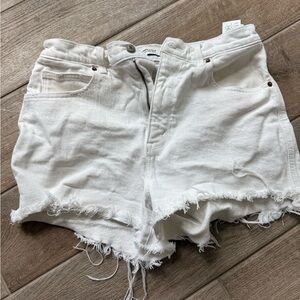 Abercrombie & Fitch Cream Frayed Hem Jean Shorts